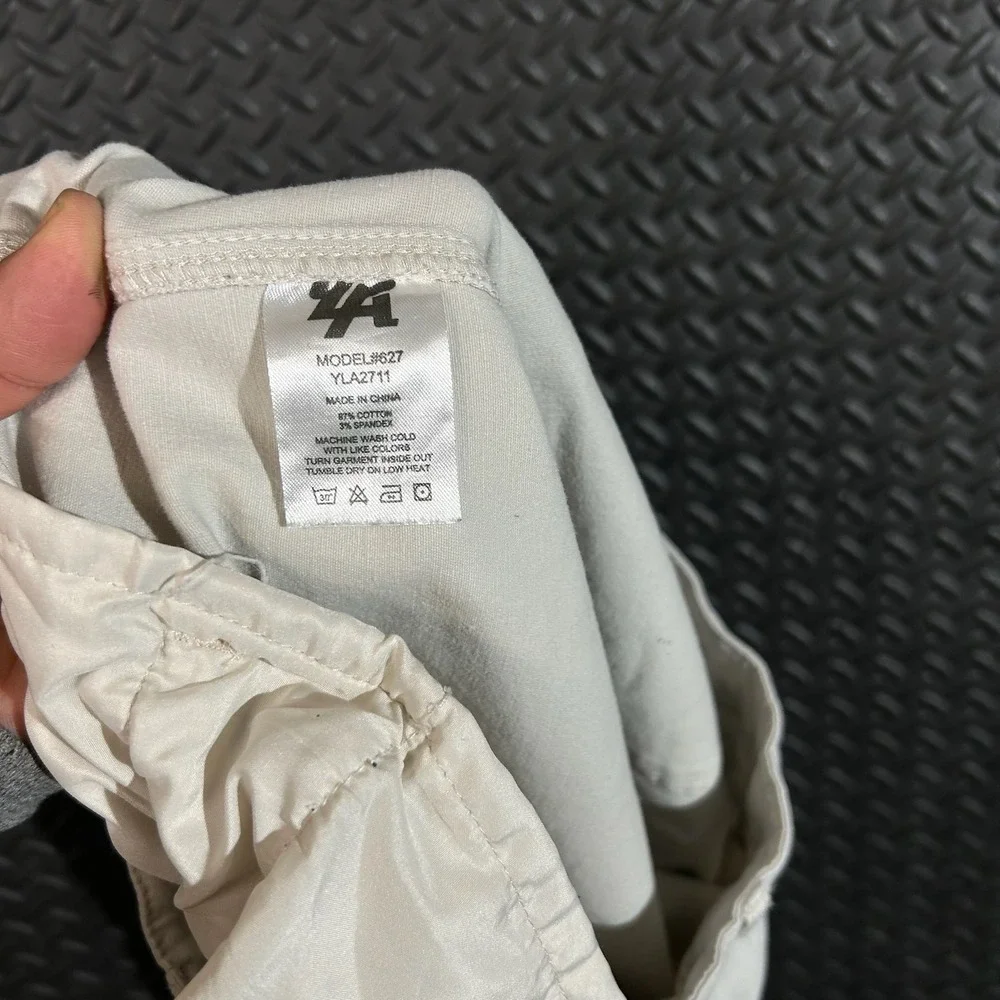 YOUNGLA 616 Cream Light Khaki Cargo Utility Pocket Streetwear Pants Men Size 38L
